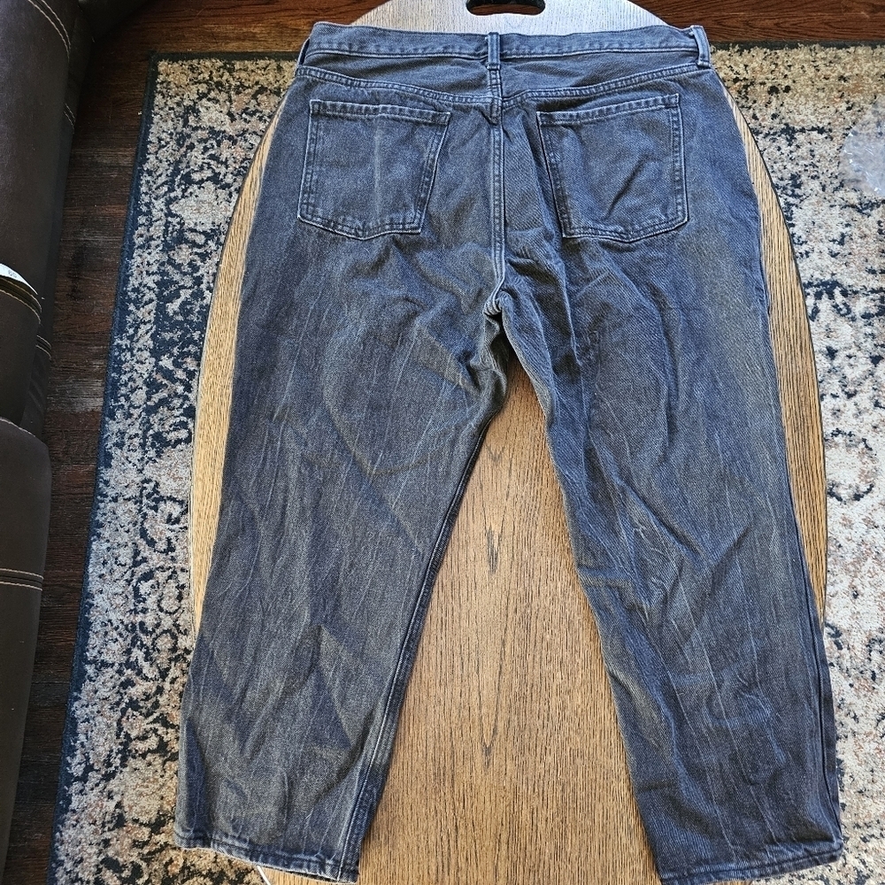 Old Navy High Rise Slouchy Straight Black Distressed Buttonfly Jeans Size 16 - Picture 4 of 12